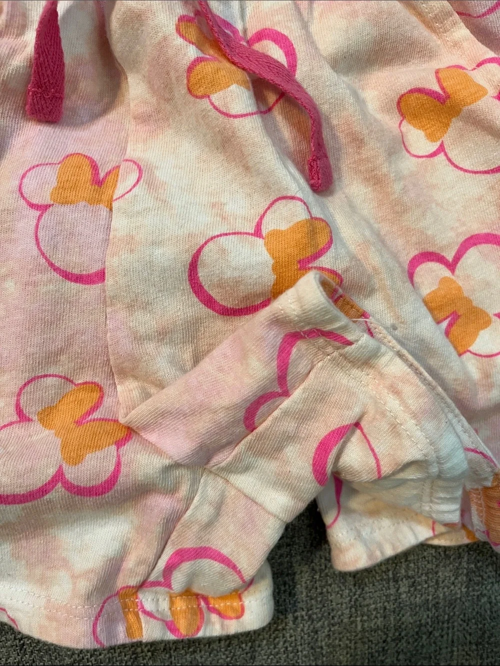 Disney Spotted Zebra Pink & Orange Minnie Mouse Tie-Dye One-Piece Romper Sz M/8